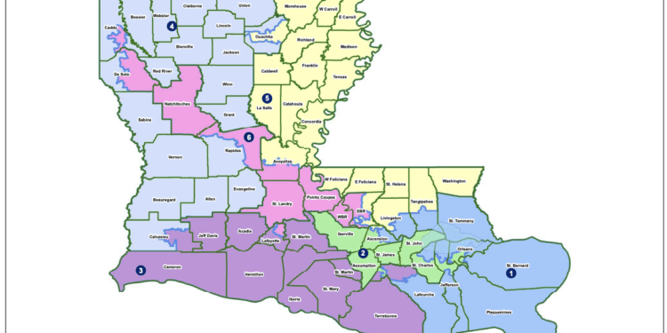 Louisiana Congressional Map (Credit: Screenshot /SB8 by Louisiana State Sen. Glen Womack)