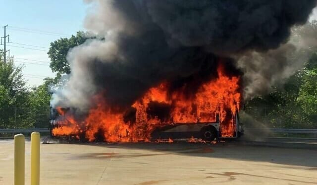 Electric School Bus Bursts Into Flames In LA