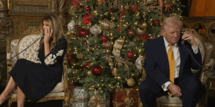 President and Melania Trump Answer NORAD Santa Calls - 12/24/25