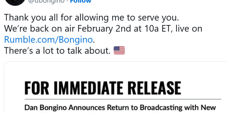 Dan Bongino Announces When He’ll Return To Airwaves