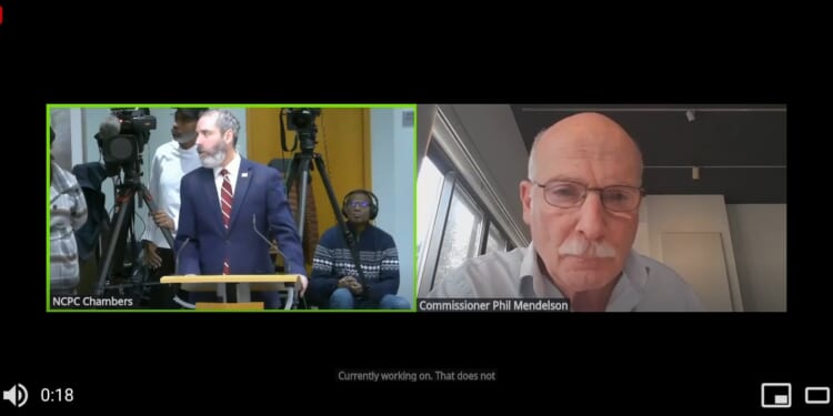 NCPC Commissioner Phil Mendelson addresses White House Office of Administration Director Joshua Fisher. [Screenshot/NCPC.gov]