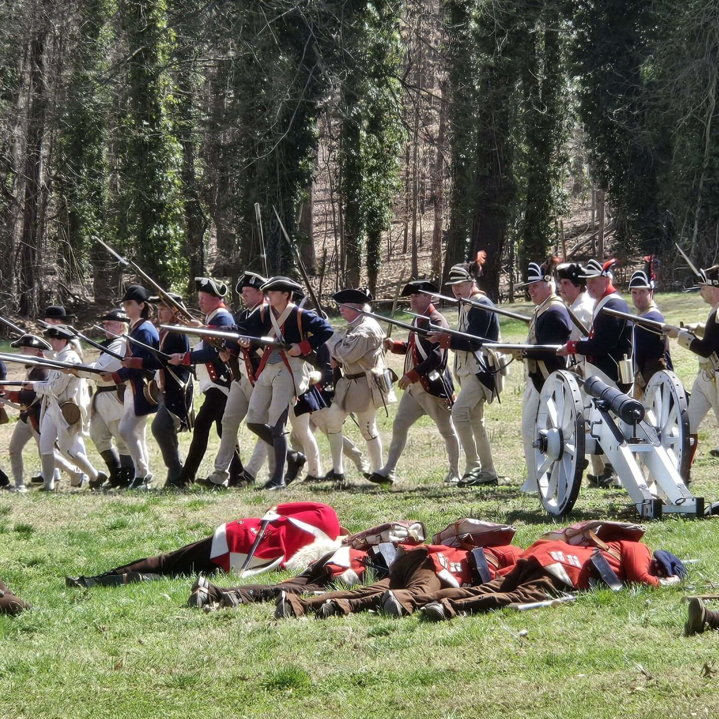 Reenactors depict the Battle of Guilford Courthouse