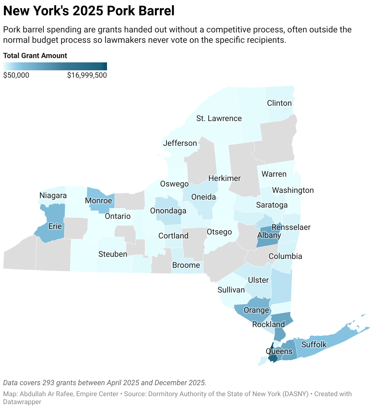 New York's 2025 Pork Barrel (Choropleth map)