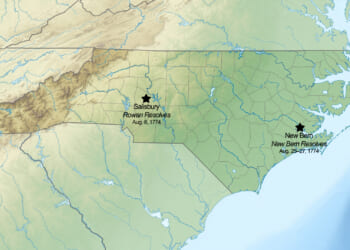 Map showing the dates and locations of the Rowan Resolves and New Bern
