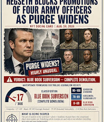 NYT: "Hegseth Blocks Promotions of Four Army Officers as Purge Widens." - Cheap Tabloid Journalism