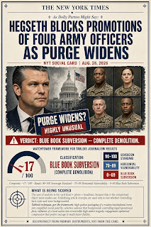 NYT: "Hegseth Blocks Promotions of Four Army Officers as Purge Widens." - Cheap Tabloid Journalism