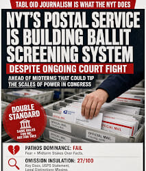 NYT: Postal Service is Building Ballot Screening System Despite Ongoing Court Fight -Tabloid Journalism Is What NYT Does